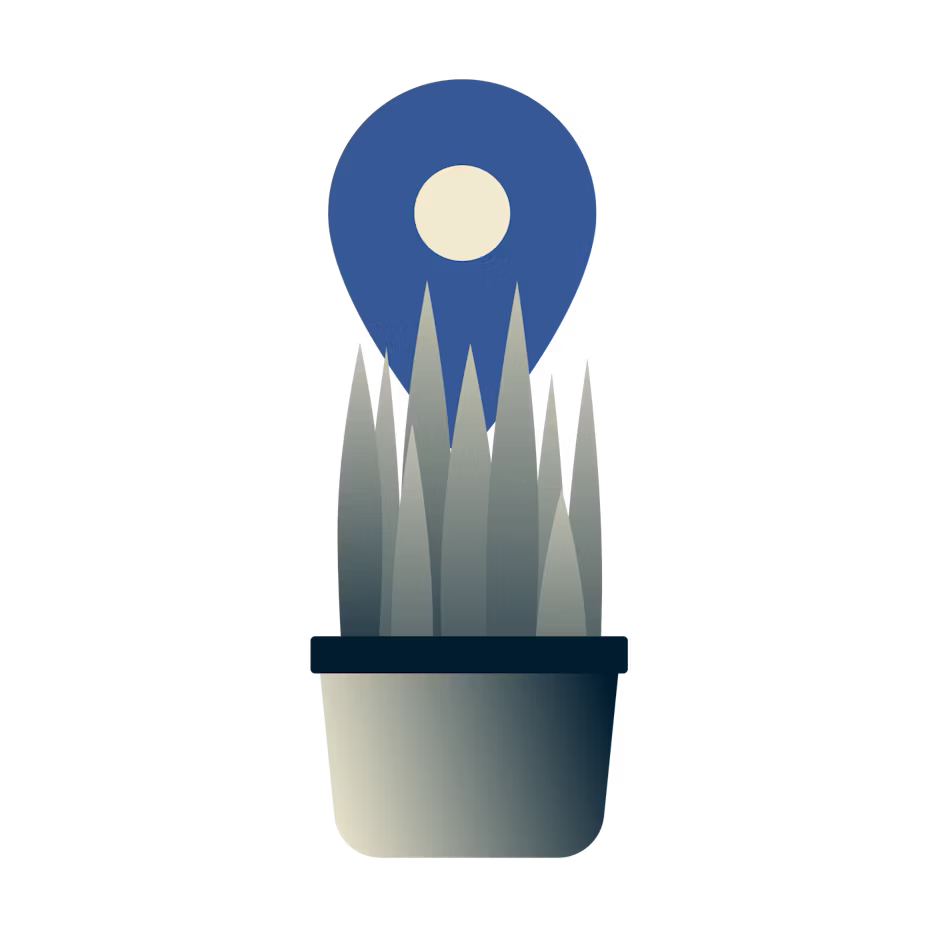 Una planta que esconde un pin de localización.