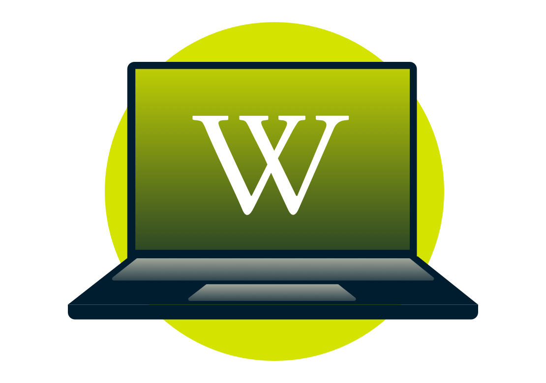 El logo de Wikipedia en la pantalla de un portátil.