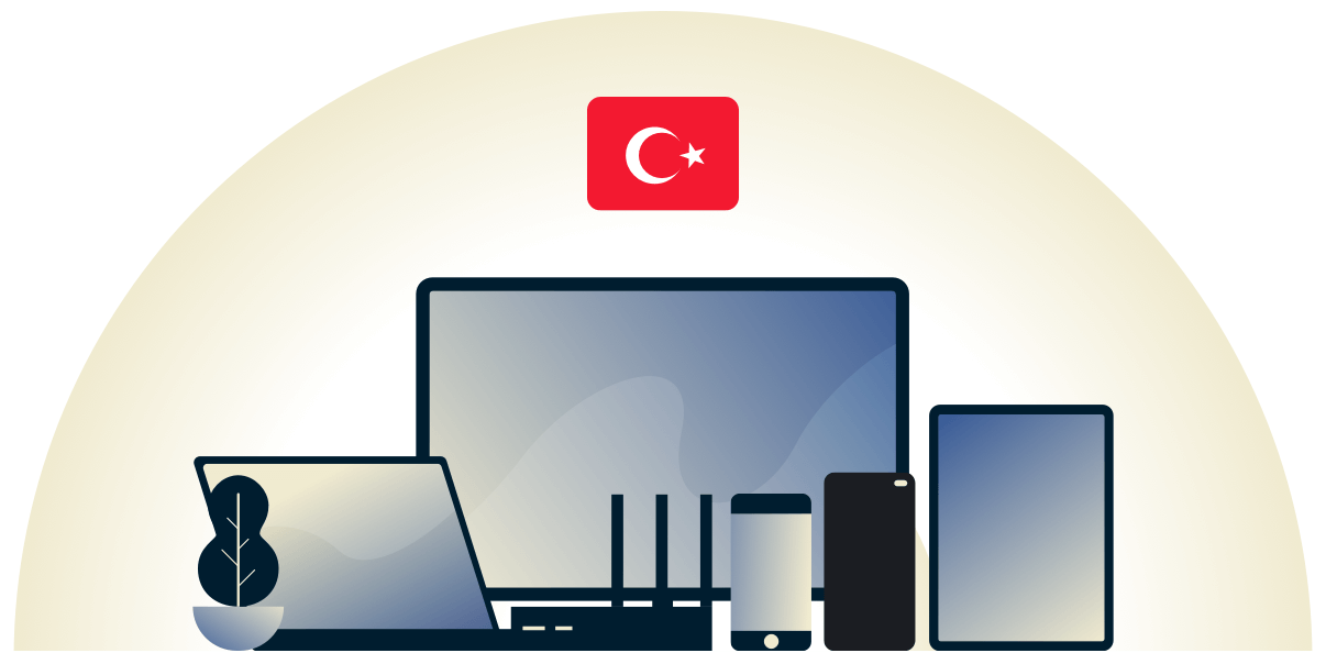 VPN suojaa eri laitteita Turkissa.